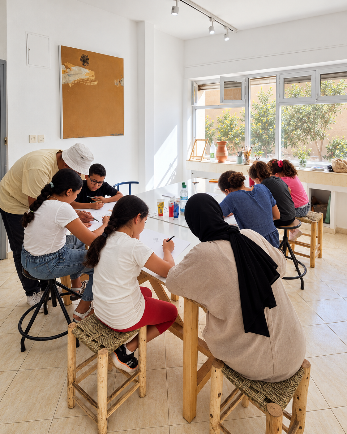 Guided creative workshop taking place at ART PLUS Marrakech