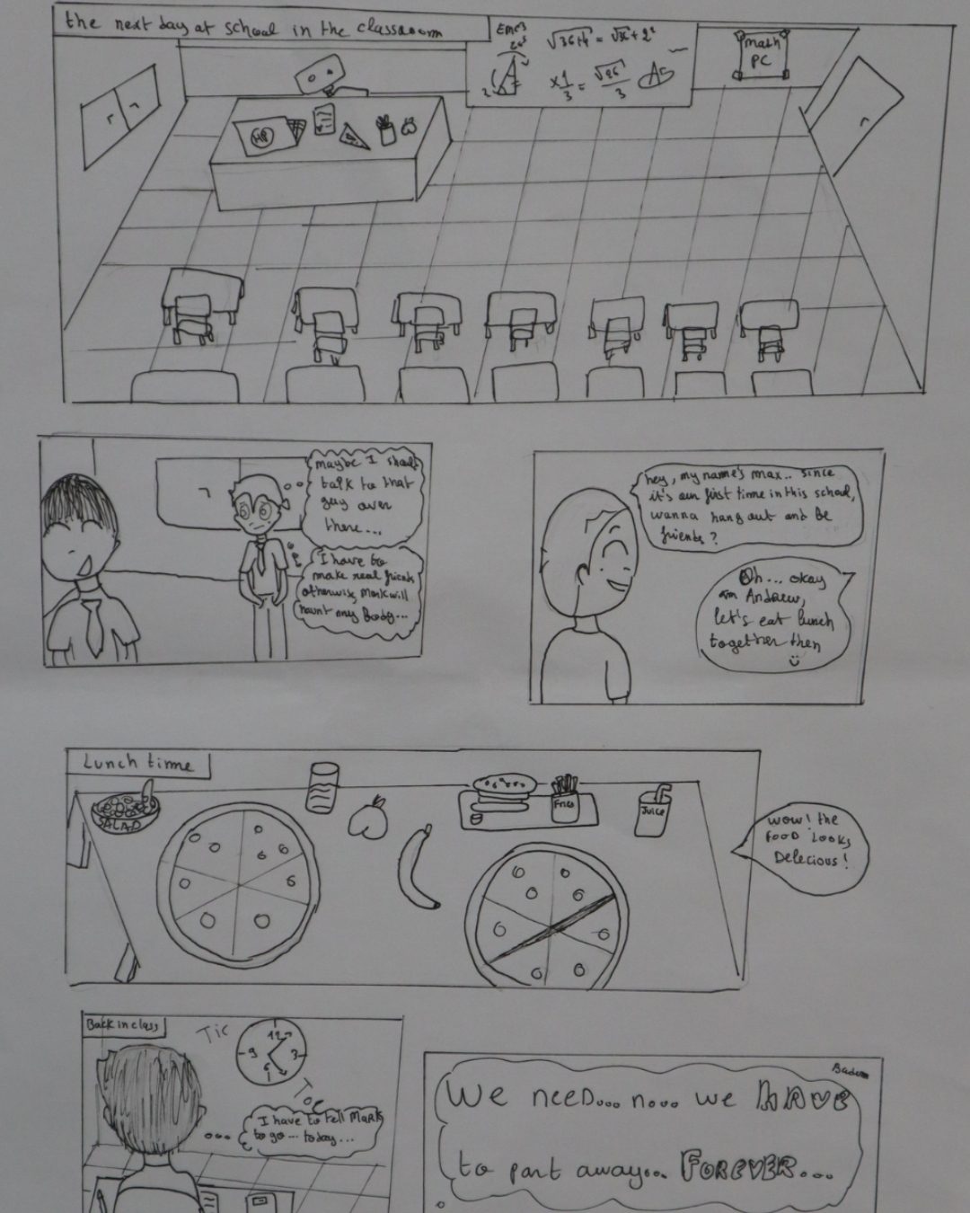 Planche de bande dessinée réalisée pendant la formation