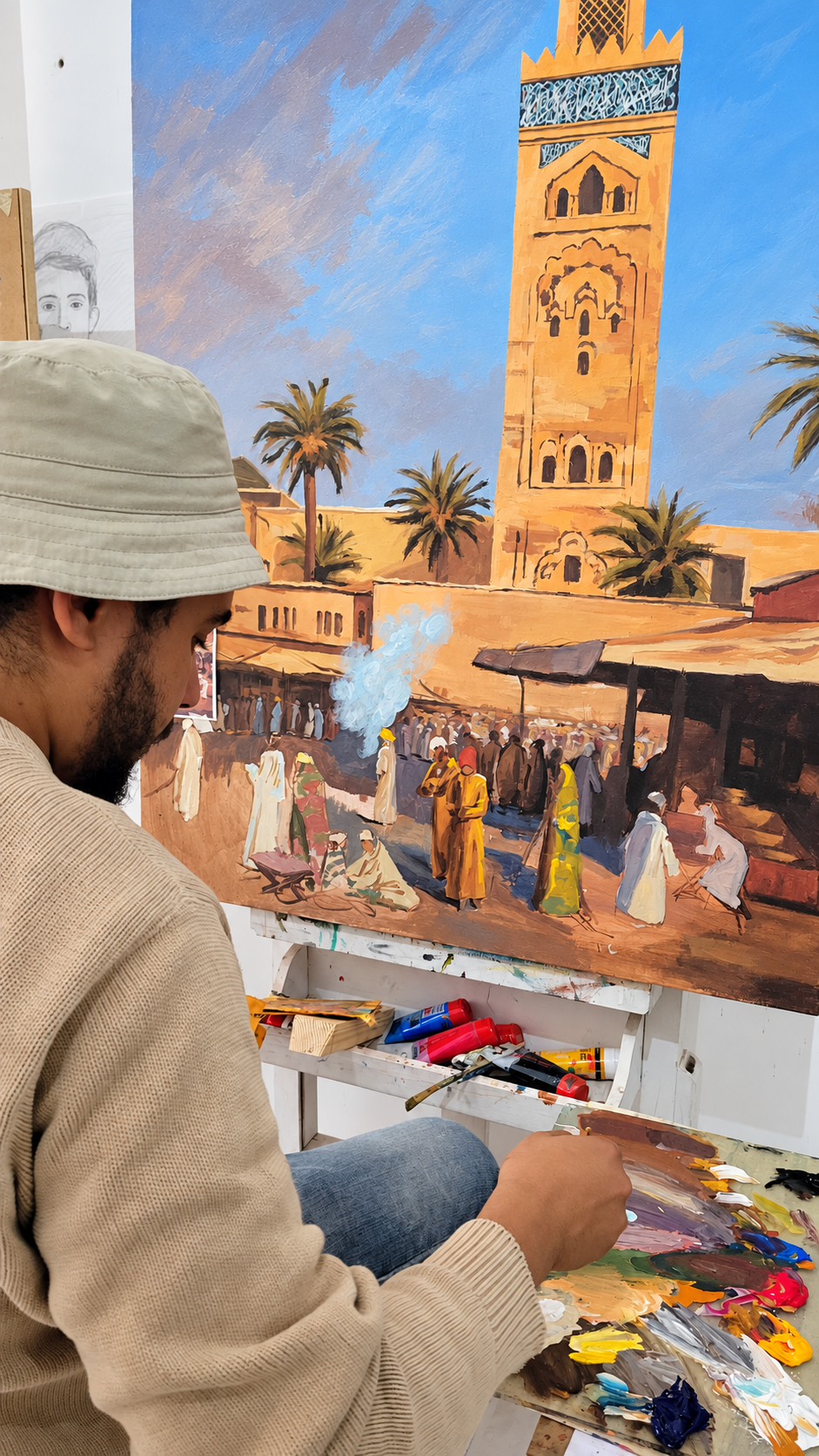 Koutoubia painting created at ART PLUS Marrakech
